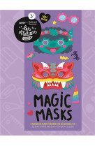 Magic masks - 6 masques en papier a decorer avec des stickers fluo